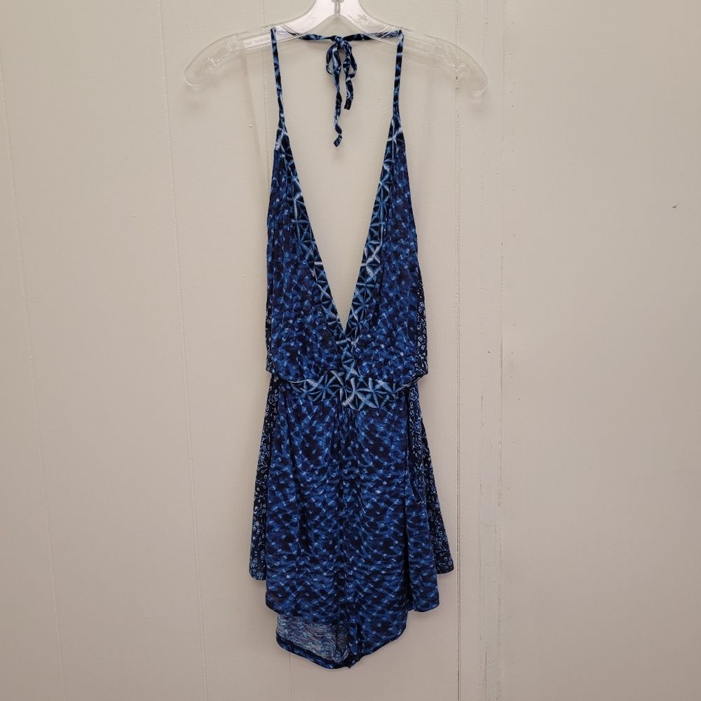 Lucky Brand Shibori Patchwork Halter Romper